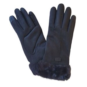 Black Furry Super Soft Gloves W Touchscreen Finger Womens